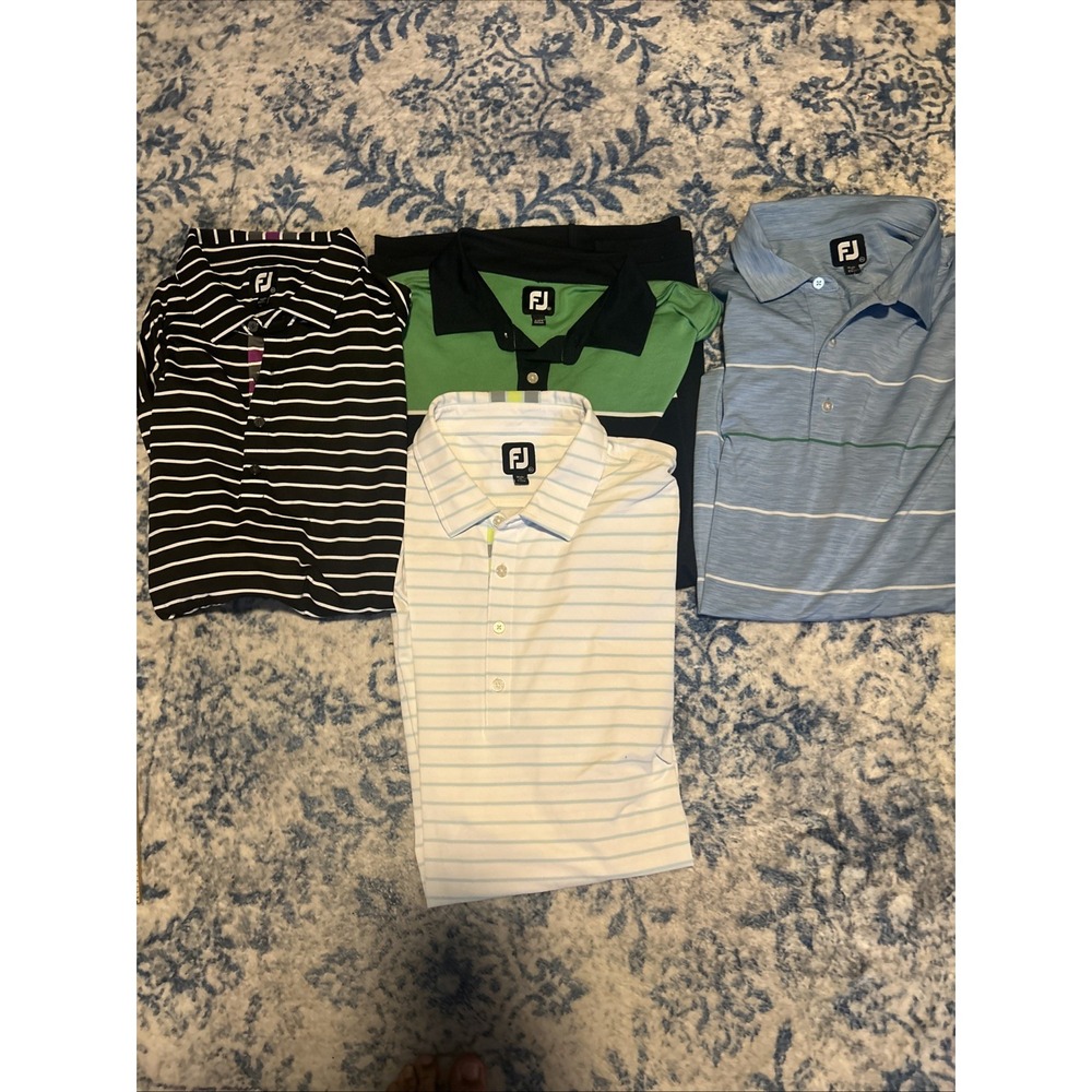 FOOTJOY FJ Lot of 4 Golf L Large Shirts Polo Short Sleeve Performance CC Logo's